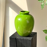 京东鲜花绿色陶瓷花瓶摆件新中式高级感复古冰裂纹插花水养花器桌面装饰