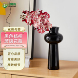 吕姆克花瓶玻璃插花水养轻奢花瓶大号黑色家用装饰新国风鲜花容器9040