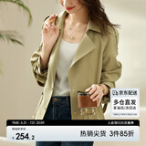 尚都比拉秋季风衣外套女西装领时尚百搭短款宽松显瘦小个子女装 卡其色 M