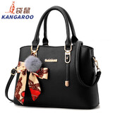 袋鼠（KANGAROO）中年时尚女包2025潮韩版女士手提包软皮单肩包斜挎妈妈包 黑色