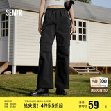 森马[防晒 UPF50+]休闲裤女质感长裤夏季阔腿伞兵裤109324127011