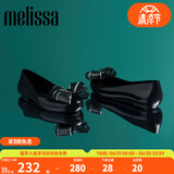Melissa（梅丽莎）新品蝴蝶结圆头平底时尚简约休闲通勤女士单鞋子33633 黑色/银色 36