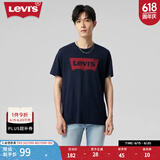 Levi's李维斯情侣美式宽松印花时尚简约舒适潮流纯棉圆领短袖T恤 藏青色0002 A9224-0002 M