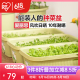 爱丽思（IRIS）种菜盆蔬菜种植箱塑料花盆特大号阳台种菜神器户外花箱种花菜盆 【2个】中(50cm长)绿色 送隔网