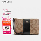 蔻驰（COACH）【品牌直供】女士小号手拿包手腕包卡其黑色CS602IMCBI