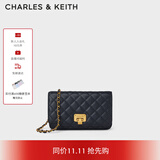 CHARLES&KEITH菱格链条单肩斜挎包小方包包女包女士生日礼物CK2-70160082 Navy藏青色 S