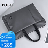 POLO公文包软皮男士商务手提包16英寸电脑包横款单肩文件包生日礼物