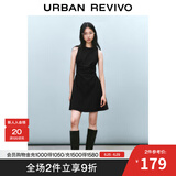UR2025春季新款女摩登气质褶皱收腰显瘦无袖连衣裙UYY750030 黑色 M