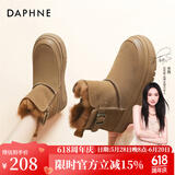 达芙妮（DAPHNE）雪地靴女靴短靴皮毛一体美拉德复古马丁靴冬季2024新款加绒棉靴 驼色加绒5cm 37 标准码