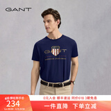 GANT/甘特【100%棉】男女情侣款学院风美式休闲圆领短袖重磅T恤 433夜蓝色 XL