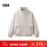 森马棉服男设计感假两件冬外套厚款保暖立领棉衣绣花107824112103