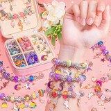 尚美贝贝儿童首饰串珠礼盒玩具女孩生日礼物发饰琉璃手工diy过家家玩具