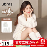 ubras【虞书欣同款】兔绒绒开襟家居服套装厚款女加绒睡衣冬季女 【长袖短裤套装】纯白色 XL