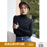 独束大码女装堆堆领打底衫女秋冬内搭修身显瘦胖mm毛衣长袖针织衫 黑色 L