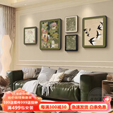 莫小邪中古风客厅装饰画斋浦尔花园沙发背景墙挂画法式复古艺术组合壁画 Z4585 35*50/50*70/30*40*2/40*60 高清防水布纹画【PVC包边】黑边
