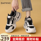 达芙妮（DAPHNE）厚底老爹鞋女2025爆款春季女鞋小个子熊猫鞋运动休闲鞋网面鞋子女 灰黑色【四季百搭】 35