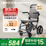 鱼跃(yuwell)手动轮椅车1100A折叠老人轻便便携式手推车旅行可上飞机