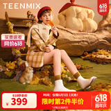 天美意靴子女显瘦商场同款短靴时装靴女靴加绒秋冬BH171DD3 米色 37