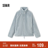 森马（Semir）外套女插肩袖珊瑚绒仿羊羔毛2024冬季立领宽松夹克109724108003