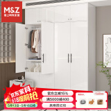 掌上明珠家居（M&Z）衣柜简约卧室四门平开门储物衣柜经济型大衣橱 四门+顶柜【贝壳白】 长1824mm款