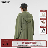 BJHG不计后果春秋简约刺绣加绒开衫连帽卫衣男潮牌欧美风宽松情侣外套 军绿色 2XL