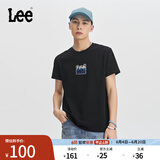 Lee春夏标准版型渐变字母logo印花圆领男短袖T恤休闲LMT0081444LE 黑色 S