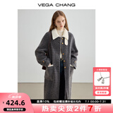 VEGA CHANG毛呢大衣女2024年秋冬新款撞色领显瘦气质羊毛呢大衣 常规 版 L