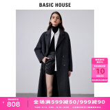 BASIC HOUSE/百家好格雷系毛呢外套女2024冬季新款西装领双面呢轻奢羊毛大衣 深灰 M