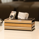 瑞合美家高端纸巾盒艺术抽纸盒客厅家用卧室茶几餐桌高档会所别墅高颜简约 拼接款带收纳纸巾盒 26*13*9.5cm