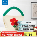 乐扣乐扣（LOCK&LOCK）清新玻璃保鲜盒微波饭盒三件套(630ml*2+便当包)LNG428S601薄荷绿