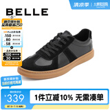 百丽男鞋舒适牛皮休闲鞋商场同款复古夏季透气德训鞋52022CM0【预售】 黑色 40 (250mm)
