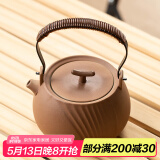 瓷牌茗茶具（cipaiming teaset）围炉煮茶家用全套配件罐罐茶煮茶壶室内炭火炉烤红薯 条纹《古鸣》提梁壶 520ml