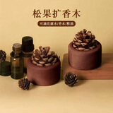 森卡龙松果扩香木家用卧室扩香器风油精花露水无火香薰桌面摆件车载精油 扩香木2个【黑胡桃款】 【可滴花露水/香水】