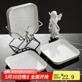 家の物语（KATEI STORY）日本家用吐骨碟餐桌垃圾渣盘桌面食品级小吃零食水果盘套装分餐盘 【奶油白】带支架 6个装