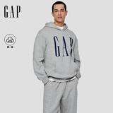GAP男女装2025秋季新款logo印花抓绒宽松套头连帽衫卫衣786923 浅灰色 S (165/88A) 亚洲尺码
