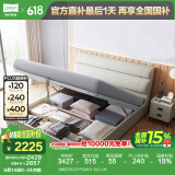 林氏家居真皮床双人床1.8米2米主卧大床储物床现代简约卧室婚床家具PC012 浅烟灰|R325气动床 1.8x2.0米