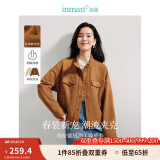 茵曼（INMAN）春季外套女装2025新款复古麂皮绒休闲高级宽松长袖小个子夹克上衣 咖啡色 L