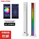RGB拾音氛围灯车内桌面音频谱汽车载LED气氛灯音乐声控节奏感应灯 车载氛围灯D08-32灯APP（白色） 充电