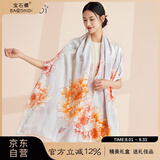 宝石蝶真丝丝巾女100%桑蚕丝旗袍披肩围巾女妈妈生日礼物女礼盒/牡丹2