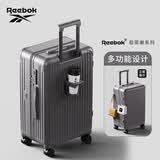 锐步（Reebok）行李箱PC拉杆箱多功能大容量旅行密码箱子摩天灰26英寸