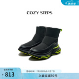 COZY STEPS可至男女款冬季COZYLOOP太空鞋羊皮毛一体厚底保暖防寒羊毛雪地靴 曜石黑+青苹果绿（8108） 37