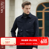 威可多（VICUTU）男士夹克零压轻商务舒适时尚翻领修身毛呢外套男VRS88343500 黑色 2XL