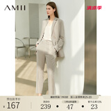 AMII职业西服套装女春夏新款休闲外套时尚西装两件套 卡其(西裤) S (155)