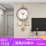 赟娅创意时钟背景墙电视挂钟客厅2023新款网红钟表免打孔餐厅简约装饰 福禄生财挂钟【68cm*32cm】