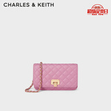 CHARLES&KEITH菱格链条单肩斜挎包小方包包女包女士生日礼物CK2-70160082 粉红色Pink S