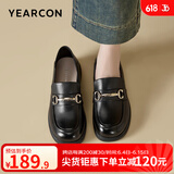 意尔康女鞋 真皮乐福鞋女士单鞋新款平底女式鞋子英伦风jk小皮鞋 黑色-A款 尺码偏大，建议拍小一码 39