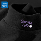 真维斯（JEANSWEST）德绒打底衫女装秋冬季长袖t恤上衣服加绒保暖加厚内搭半高领秋衣 黑色 小简单生活紫_K_左领角 M