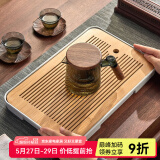 忆壶茶（YIHUTEA）茶盘托盘家用茶台带排水小型沥水储水实木功夫托盘泡茶具竹茶托 大号茶盘（白色）36.5*24cm