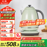 北鼎 Buydeem 炫彩304不锈钢调温热电水壶 K740C浅杉绿【国家补贴】