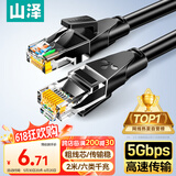 山泽 六类网线 2米千兆高速宽带线 CAT6类家用电脑路由器5g网络工程监控线8芯成品跳线2.5g黑色 WD6020